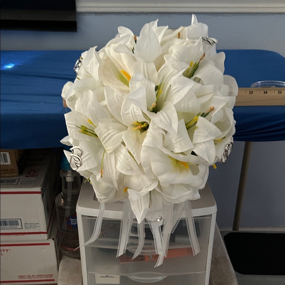 Chic White and Yellow Faux Floral Arrangement